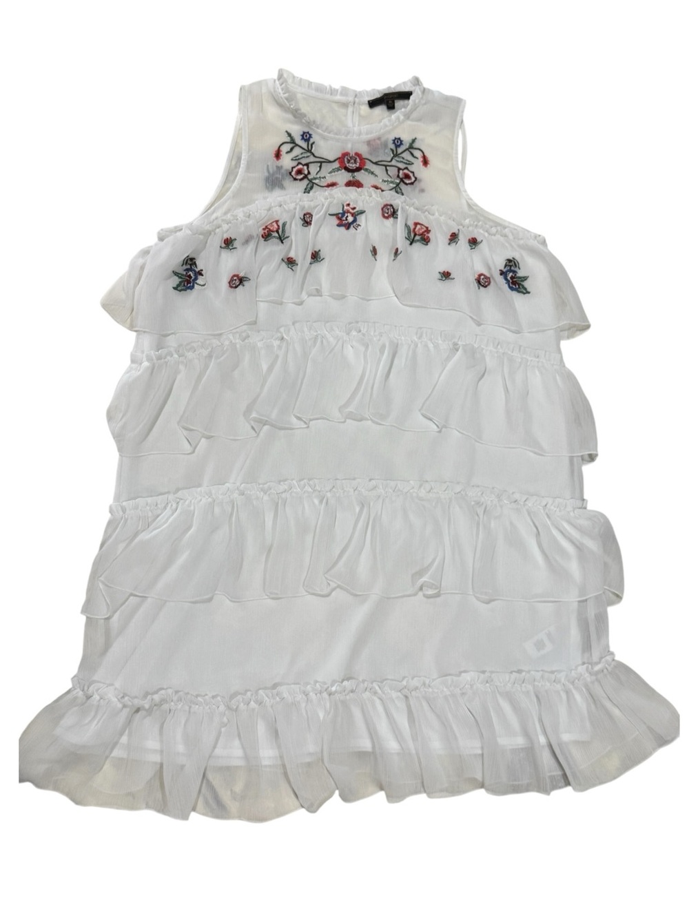 MAXSPORT White Ivory Floral Embroidered Tiered Ruffle Dress XL NWOT - Picture 4 of 12